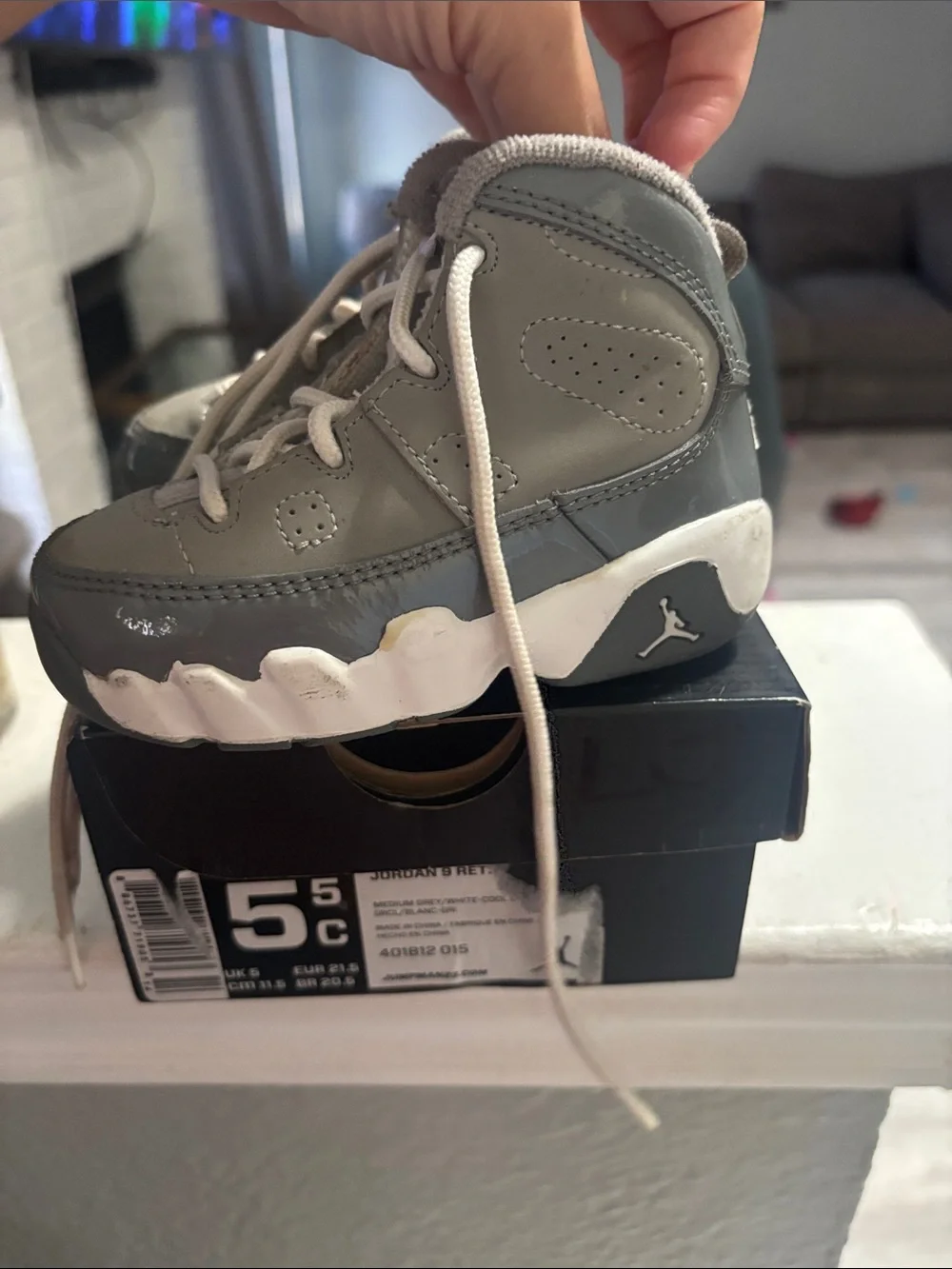 Jordan Kids Grey and White High-Top Sneaker